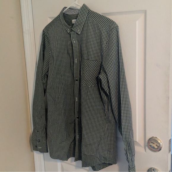 Ben Sherman Long Sleeve Button Up Blue Green Gingham Print Size Medium - Picture 2 of 3